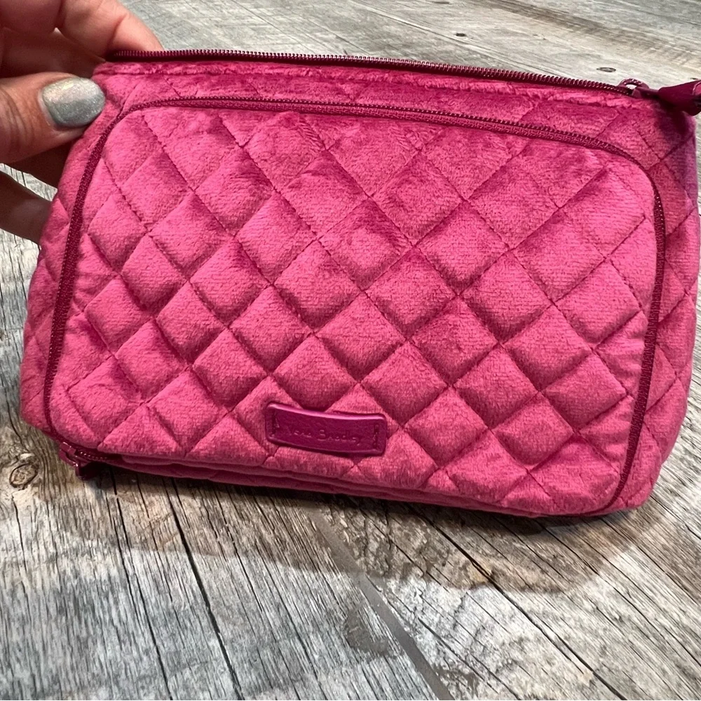 Vera Bradley Quilted Velvet Cosmetic Bag in Raspberry